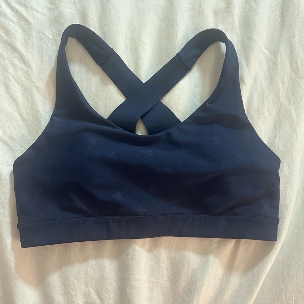 Old Navy Active Navy Blue Star Print Crossback Sports Bra Womens Medium
